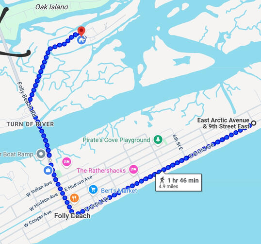 10K route map from Artic street to 9th street and back.